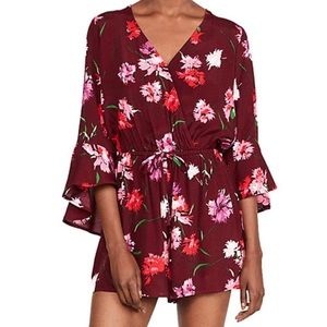 Express Maroon Floral Romper